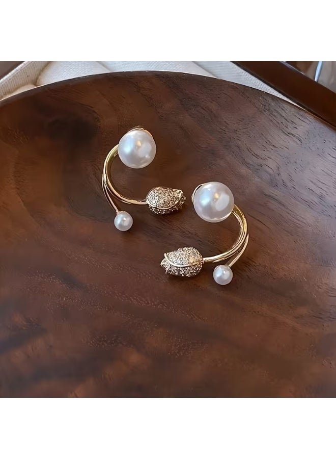 Ucanbe Tulip Pearl Stud Earrings | S925 Sterling Silver Needle | Elegant & Versatile for Women - Image 4